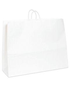 24" x 7 1/4" x 18 3/4"  White Paper  Shopping  Bags