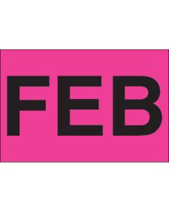 2" x 3" - "FEB" ( Fluorescent  Pink) Months of the  Year  Labels