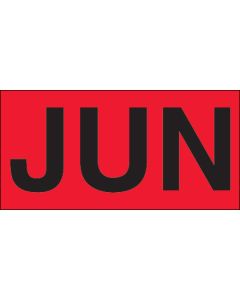 3" x 6" - "JUN" ( Fluorescent  Red) Months of the  Year  Labels