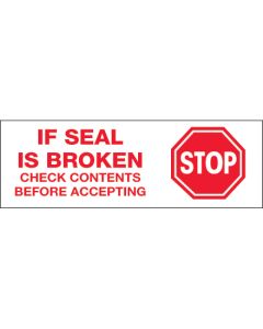 3" x 110 yds. - " Stop  If  Seal  Is  Broken..." Tape  Logic®  Pre- Printed  Carton  Sealing  Tape