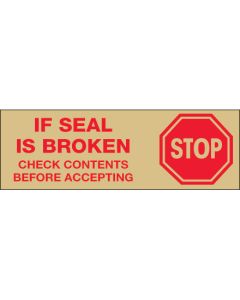 2" x 110 yds. - " Stop  If  Seal  Is  Broken..." Tape  Logic®  Pre- Printed  Carton  Sealing  Tape